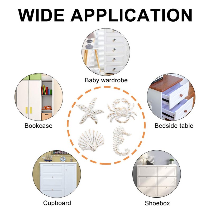 INCREWAY Cabinet Knobs 4 Pieces Retro Ocean Handle Single Hole