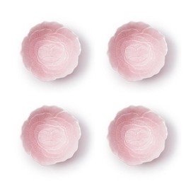 Two's Company Flower Tidbit Bowl, 6-inches Diameter, Porcelain, Pink, Set of 4, Home Décor