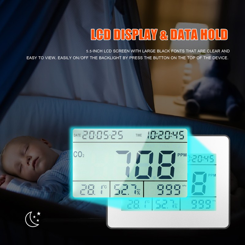 Carbon Dioxide Detector Air Quality Monitor Meter with Data Logging