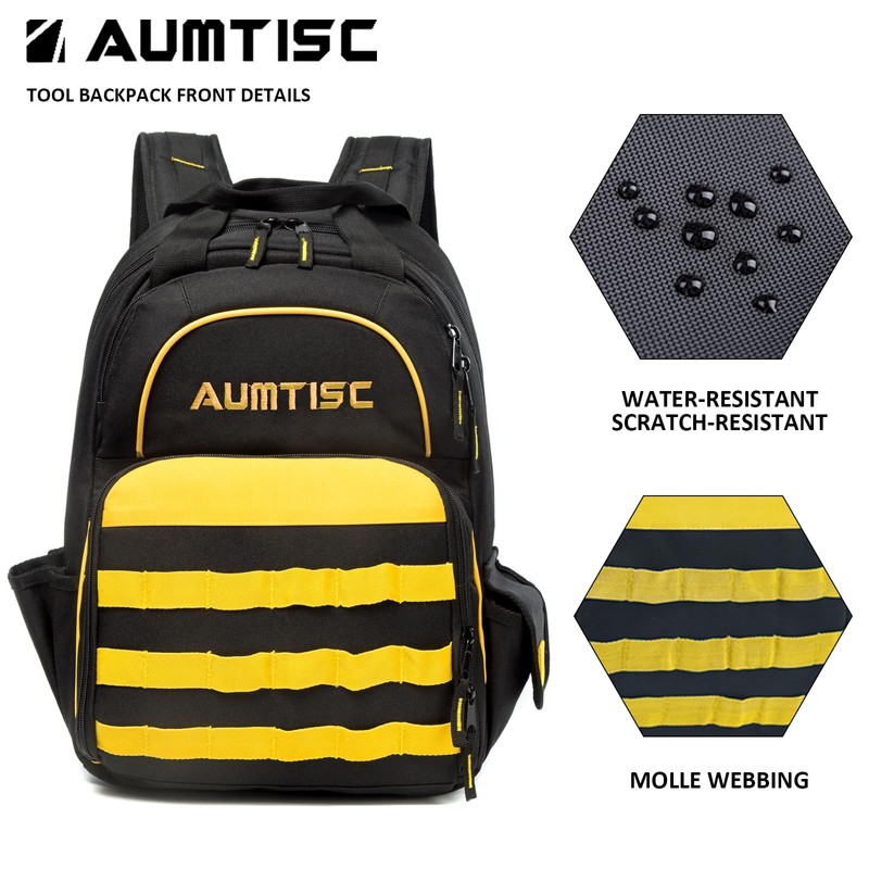 AUMTISC Tool Bag Backpack for Men, Heavy-Duty Tools Storage Organizer