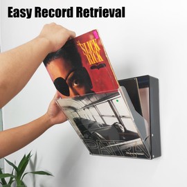 Acrylic Vinyl Record Display Frame, Vinyl Wall Mount Record Holder for Vinyl Records Display Up to 20 Records, Vinyl Display Frame for 12x12 Inch LP, Vinyl Frame Display (1 Pack/Black)