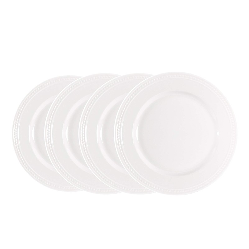 HomeVss, Pearl Dots Stoneware Dinnerware Set 20pc Set, White