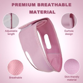 Sopurrrdy Reusable V Line Face Mask for Sleeping - Adjustable Chin Strap Reduce Double Chin, Slim Jawline & Contour V-Line Lift Pink