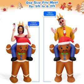 OurWarm Inflatable Christmas Costume Adult, Cute Gingerbread Man Costume Blow up Christmas Costumes for Women/Men, Convenient Gingerbread Inflatable Costumes for Xmas Cosplay Party