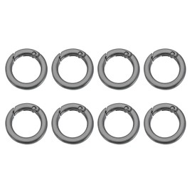 PATIKIL Spring O Rings, 8Pcs 1 Inch Metal Round Clips Flat Trigger Keyrings Snap Buckle Clasps for Keychains Bags Purses Straps Dog Leashes DIY Crafts, Black 25mm