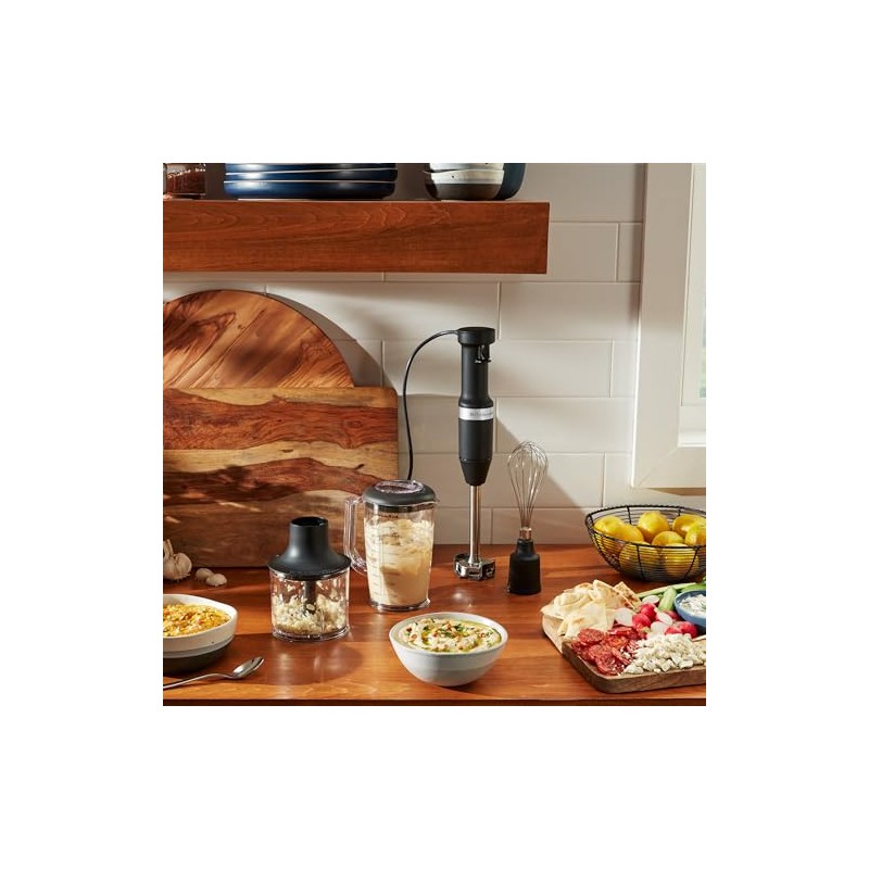 KitchenAid Variable Speed Corded Hand Blender with Accessories, Black Matte,