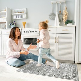 GRANNY SAYS Rug Runners for Hallways Non Slip, 2x3 Washable Runner Rug with Rubber Backing, Soft Low Pile Faux Wool Rug, Vintage Carpet Runners Rugs for Entryway, Kitchen, Door Mat Indoor Entrance