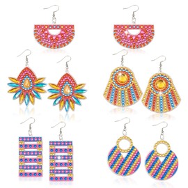 Bestewelry 10pcs Diamond Art Painting Earring Making Kits Diamond Painting Geometric Dangle Drop Earrings for DIY Crafts Jewellery Making