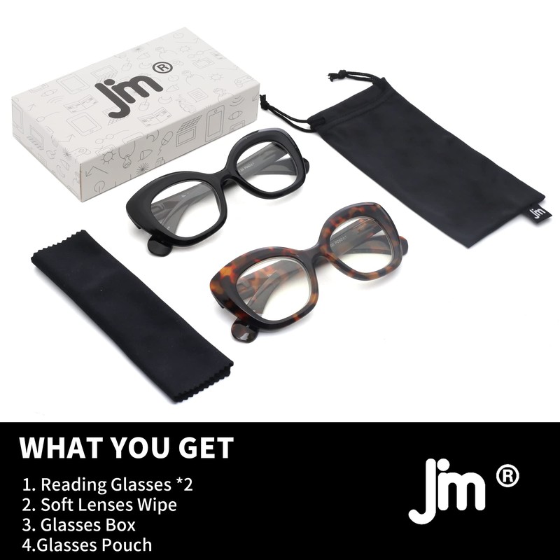 JM 2-Pack Cat-Eye Bifocal Lesebrille für Frauen, Blaues Licht Blocking