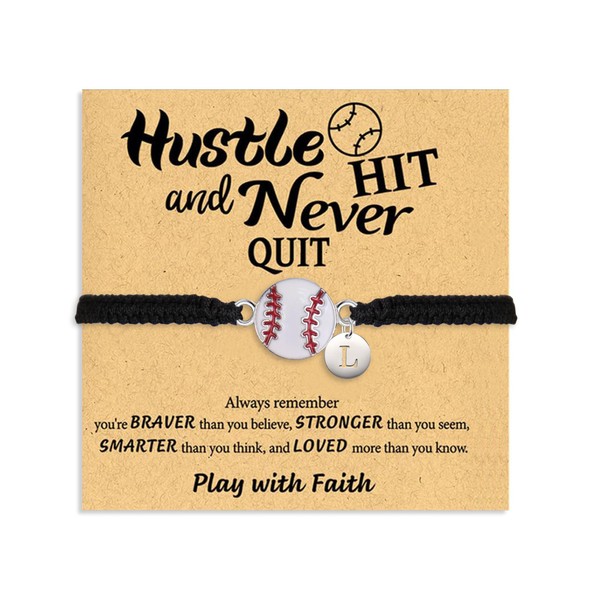 Softball Bracelets Braided Rope Softball Charm Bracelet Initial Letter Softball