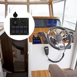 RV Rocker Switch, 4 Gang Rocker Control Panel Universal Overload Protection for Cockpits for Cars for Speedboats for SUVs for Trucks(A Blue)