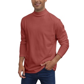 Mens Casual Mock Turtleneck T-Shirts Long Sleeve Thermal Stretchy Pullover Basic Lightweight Undershirt Sweater Tops