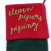 On the first day of Christmas embroidered wool felt stocking.