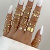 Gold Knuckle Rings Set for Women Pearl Butterfly Heart Ring