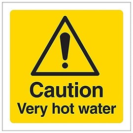 V Safety Eco Friendly Warning Temperature- Caution Very Hot Water - 100 X 100mm