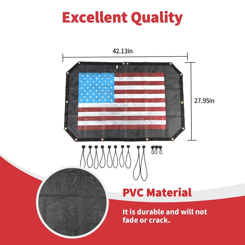 Linskip Mesh Sun Shade Top Compatible with 2007-2017 Jeep Wrangler