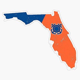 HOF Trading Coast Guard Florida Coast Guard Auxiliary Vinyl Sticker Waterproof Decal Laptop Wall Window Bumper Sticker 5"