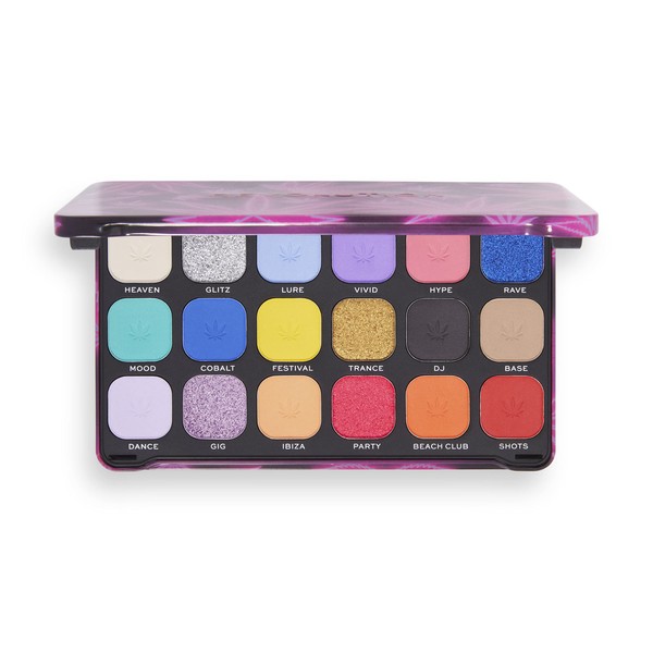 Makeup Revolution, Forever Flawless Eyeshadow Palette, Good Vibes Hype, 18 Shades, 19.8 g