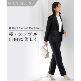 Nissen Women's Suit Tailored Jacket Pants Suit (Jacket + Straight Pants), Black