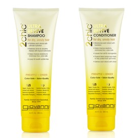 GIOVANNI 2chic Ultra-Revive Shampoo & Conditioner - Pineapple & Ginger to Moisturize Dry Unruly Hair, Aloe Vera, Pro-Vitamin B5, Lauryl & Laureth Sulfate Free, Color Safe - 8.5 oz (2 Pack)