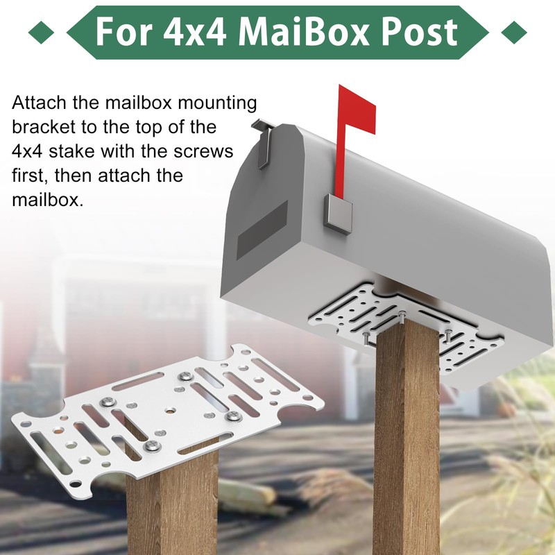 Mailbox Mounting Bracket, Universal Mounting Adapter Plate fits on 4x4