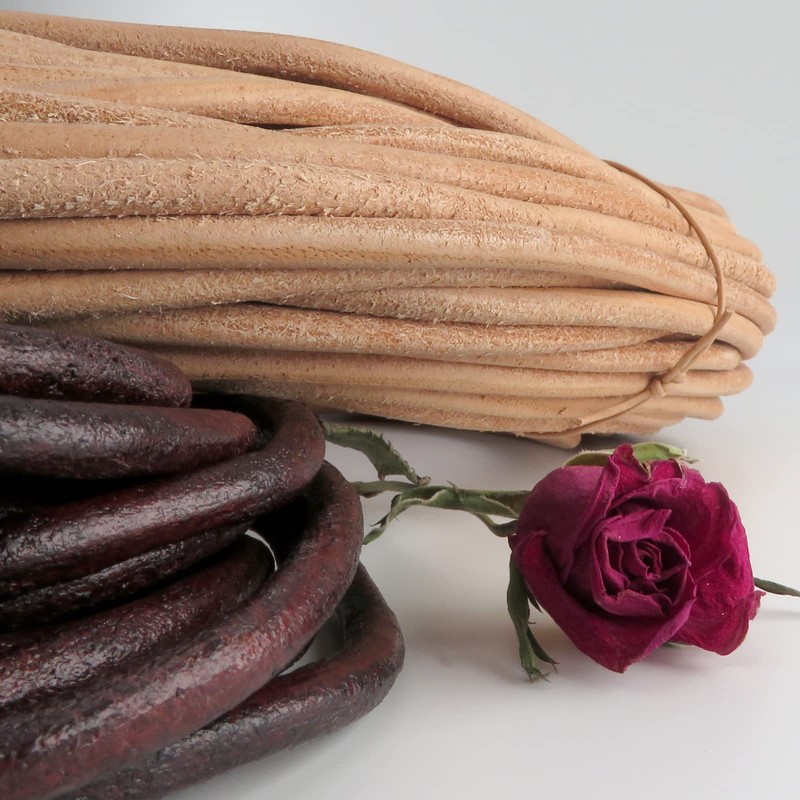 esnado Leather Cord Round 6 mm (5 Metres, Brown)