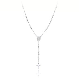 SAGA GIOIELLI® Unisex Silver Ball Steel Rosary Chain, Alloy Steel, Silver