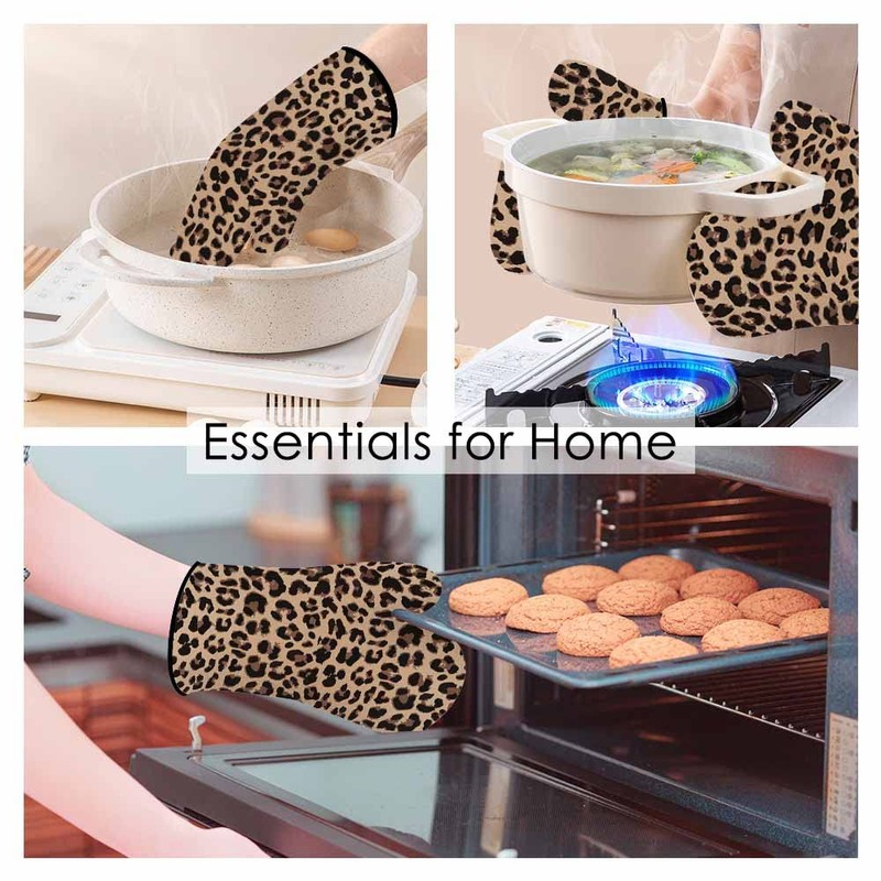Samgula Leopard Print Oven Mitts and Pot Holders Sets Animal