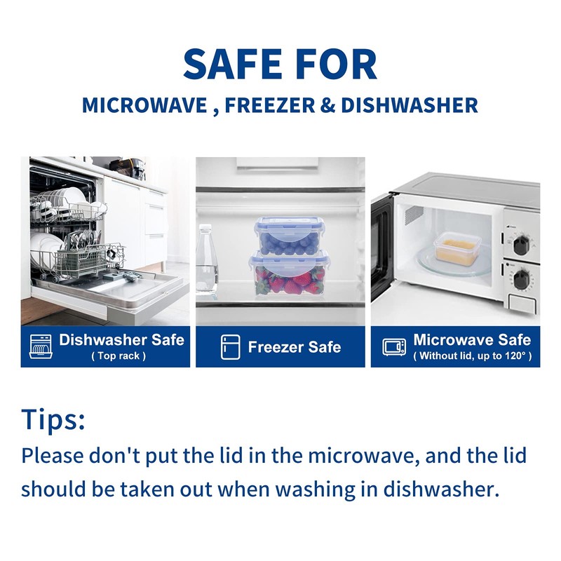 KIGI 6 Pack 6OZ 17OZ Mixed Size Airtight Plastic Food