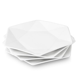 Delling Star-Geometric 11”White Dinner Plates, Large Serving Platters Dessert Salad Plates for Meat, Appetizers, Dessert, Sushi, Party ,Set of 4