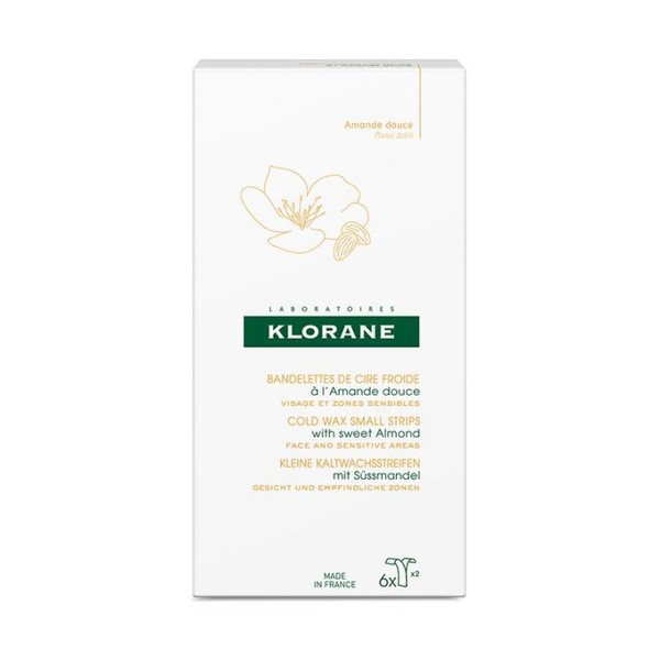 KLORANE cire froide visage à l'Amande douce 6 bandelettes