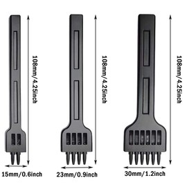 Leather Chisel Set, Leather Hole Punch Tools, Leather Chisel, Hole Punch Tool, Professional, DIY & Craft, Metal, 2/4/6 Prong, for Belt, Leather, Bracelet, Card (4 mm)