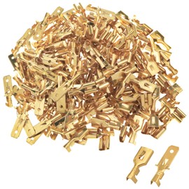ZZLZX 200PCS Quick Coupler Crimp Terminal Plate Barbed Insert Reed Female Male Spade Crimp Terminal 1/4 inch Uninsulated Wire Connector Blade and Insert Reed Terminals 100pcs Each for Home Appliances