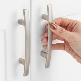 ASKANO 3 Inch Hole Centers, Brushed Nickel Curved Bar Kitchen Cabinet Handle Caroline Pull ZP2204 | Pack of 10, Solid Hardware for Drawer, Dresser, Bathroom, Vanity, Furniture Door, Cupboard, 3"