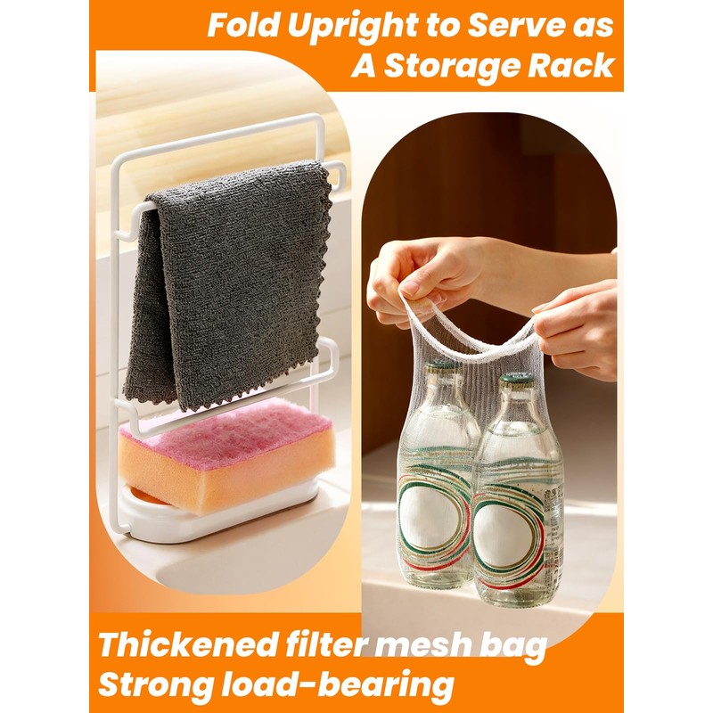 Foldable Sink Strainer with 100 Mesh Bags & Strong Suction