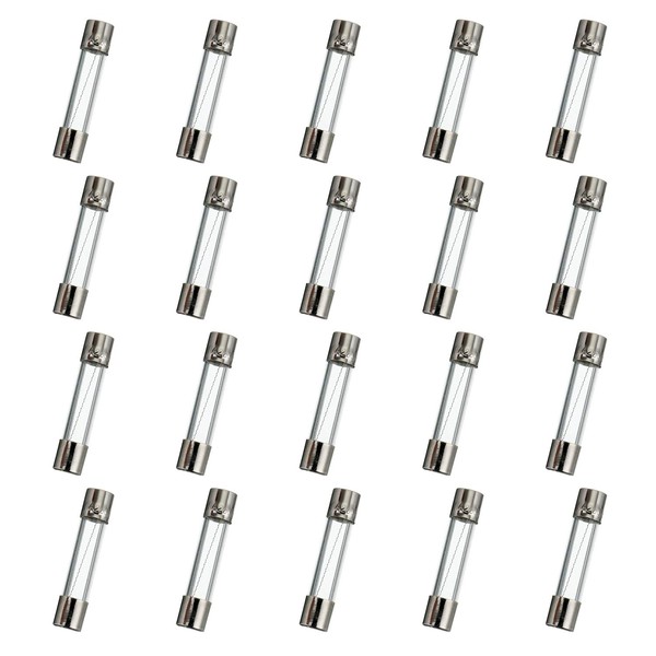 HUAREW T1AL250V 20 Pcs 6x30mm Slow Blow Glass Fuse 1A