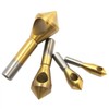 GUDINGHENG 4pcs Titanium Coated Countersink Chamfer Deburring Tool Set, High-Speed