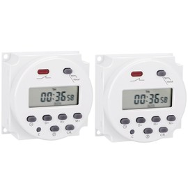 Weasch 2Pcs Timer Switch, CN101A, DC/AC 12V 16Amp, Digital LCD Power Programmable Timer Time Relay Switch, Supports 28 Scheduled Times Daily or Weekly (2)