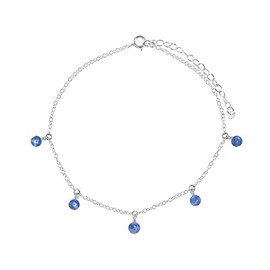 Kyanite Bead Drop Anklet in Sterling Silver