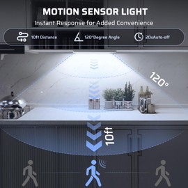 5 Packs Under Cabinet Lighting, 10inch Motion Sensor Light Indoor, 2200maAh Rechargeable Closet Lights for Kitchen, Stairs Cool White