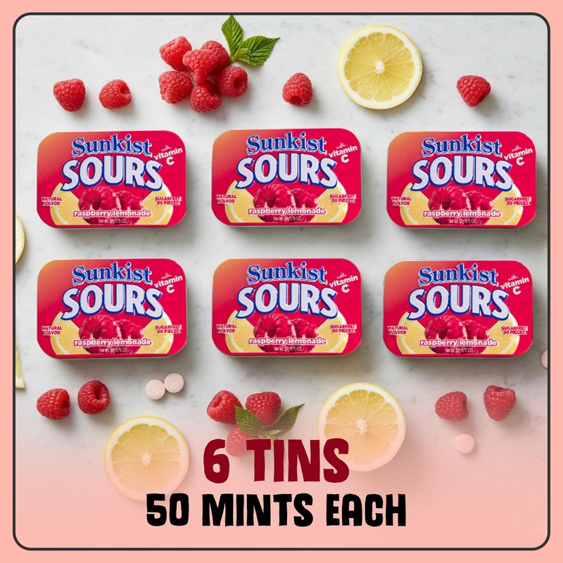 Sunkist Sours Raspberry Lemonade Candy | Sugar Free, Natural Fruit