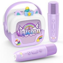 Dislocati Unicorn Karaoke Machine with 2 Bluetooth Karaoke Microphones, Gift Toy for Girls 3-12 Years, Portable Karaoke Microphone Set, Ideal for Birthday Parties and Family Reunions