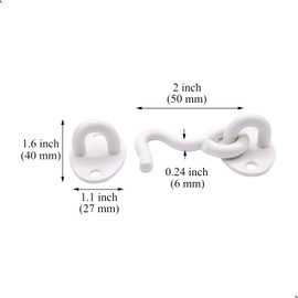 2Pcs 2 inch Barn Door Lock, Cabin Hook Eye Latch Gate Door Swivel Window Door Hook with Mounting Screws (White)