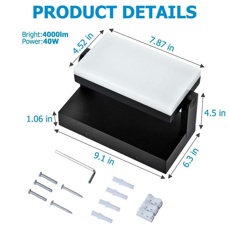 rosykite 3CCT LED Outdoor Wall Lights, 4800LM, 360° Adjustable, 3