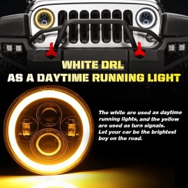 Unbranded 2x New For Mack R Series 7''Inch Round LED Headlights Sealed Hi/Lo Beam with DRL