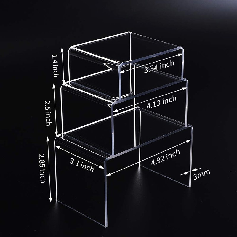 Clear Acrylic Display Risers, 2 Sets of 3 Showcase Shelf