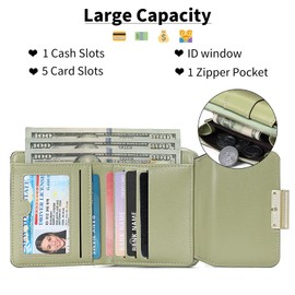 LEEXTON Women's Large Capacity Small Purse Short Women's Elegant and Cute Small Women's Purse with Zip Coin Compartment, Apricot colour