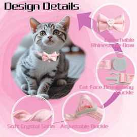 Breakaway Cat Collar, COZIRAE Bowtie Kitten Collar with Flower, Cute Kitten Collar with Tie for Girl/Boy Cat