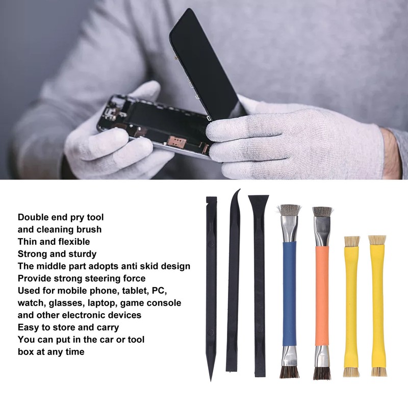 Pry Tool Brush Set ABS Stainless Steel Electronic Repair Cleaning