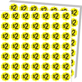 Garage Sale Stickers,Yard Sale Price Stickers, $2 Pre-Printed Labels, 3/4 Inch Round, 1470 Pack,Fluorescent Yellow